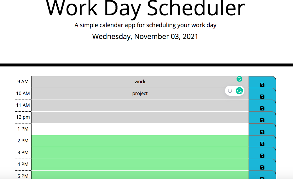 Work Day Scheduler